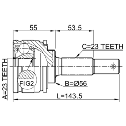 Alternative view of OUTER CV JOINT 23X56X23