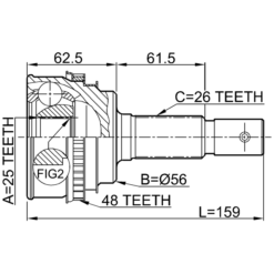 Alternative view of OUTER CV JOINT 25X56X26