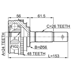 Alternative view of OUTER CV JOINT 24X56X26