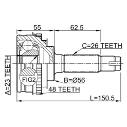 Alternative view of OUTER CV JOINT 23X56X26