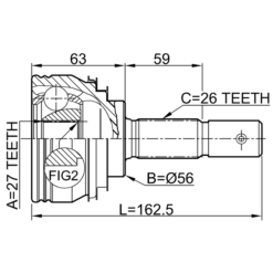 Alternative view of OUTER CV JOINT 27X56X26