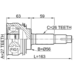 Alternative view of OUTER CV JOINT 27X56X26
