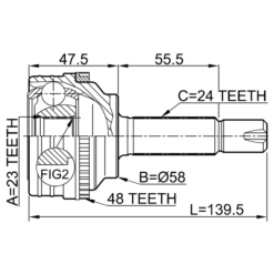 Alternative view of OUTER CV JOINT 23X58X24