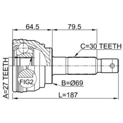 Alternative view of OUTER CV JOINT 27X69X30