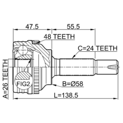 Alternative view of OUTER CV JOINT 26X58X24