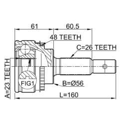 Alternative view of OUTER CV JOINT 23X56X26
