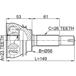 Alternative view of OUTER CV JOINT 23X58X26