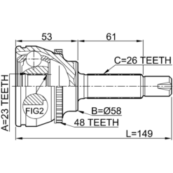 Alternative view of OUTER CV JOINT 23X58X26