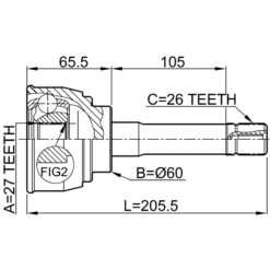 Alternative view of OUTER CV JOINT 27X60X26