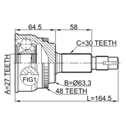 Alternative view of OUTER CV JOINT 27X63X30