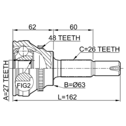 Alternative view of OUTER CV JOINT 27X63.3X26