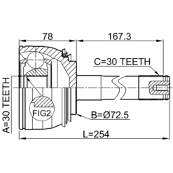 Alternative view of OUTER CV JOINT 30X72.5X30