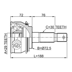Alternative view of OUTER CV JOINT 29X72.5X30