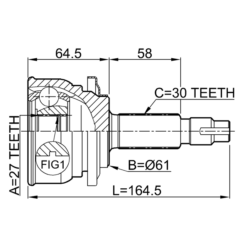 Alternative view of OUTER CV JOINT 27X61X30