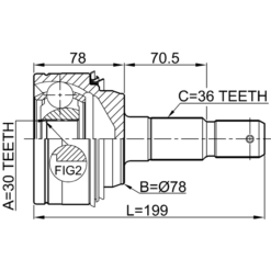 Alternative view of OUTER CV JOINT 30X78X36
