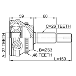 Alternative view of OUTER CV JOINT 27X63.3X26