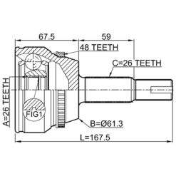 Alternative view of OUTER CV JOINT 26X61.3X26