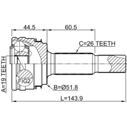 Alternative view of OUTER CV JOINT REAR 19X51.8X26