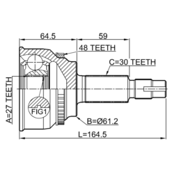 Alternative view of OUTER CV JOINT 27X61.2X30