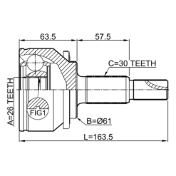Alternative view of OUTER CV JOINT 26X61X30