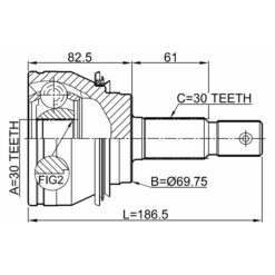 Alternative view of OUTER CV JOINT 30X72.5X30