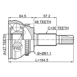 Alternative view of OUTER CV JOINT 27X61.2X30