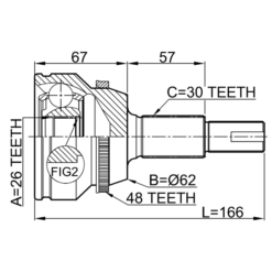 Alternative view of OUTER CV JOINT 26X62X30