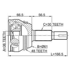 Alternative view of OUTER CV JOINT 36X61X30