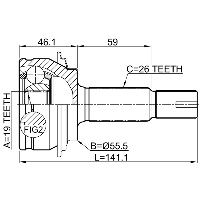 OUTER CV JOINT 19X55.6X26 - Image 2
