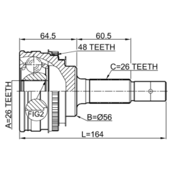Alternative view of OUTER CV JOINT REAR 26X56X26