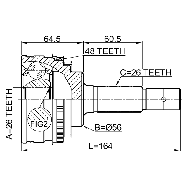 OUTER CV JOINT REAR 26X56X26 - Image 2