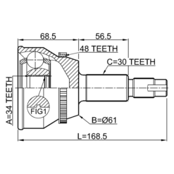 Alternative view of OUTER CV JOINT 34X61X30