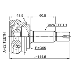Alternative view of OUTER CV JOINT 22X55X26