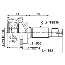 Alternative view of OUTER CV JOINT 28X56X24