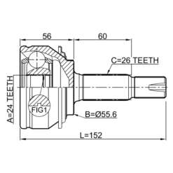 Alternative view of OUTER CV JOINT 24X55X26