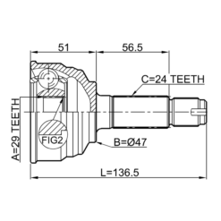 Alternative view of OUTER CV JOINT 29X47X24
