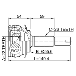 Alternative view of OUTER CV JOINT 22X56X26
