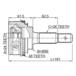 Alternative view of OUTER CV JOINT 24X56X26