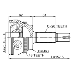 Alternative view of OUTER CV JOINT 25X63X26