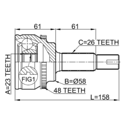 Alternative view of OUTER CV JOINT 23X58X26