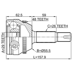 Alternative view of OUTER CV JOINT 29X55X26
