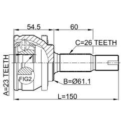 Alternative view of OUTER CV JOINT 23X61X26