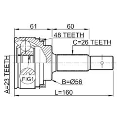 Alternative view of OUTER CV JOINT 23X56X26