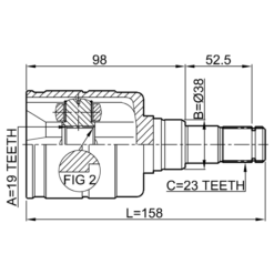 Alternative view of INNER CV JOINT 19X38X23