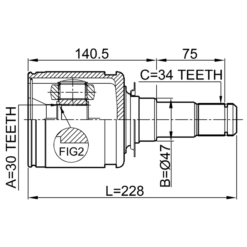 Alternative view of INNER CV JOINT 30X47X34