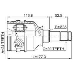 Alternative view of INNER CV JOINT LEFT 24X35X20