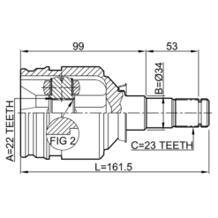 Alternative view of INNER CV JOINT 22X34X23