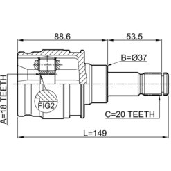 Alternative view of REAR INNER CV JOINT 18X37X20