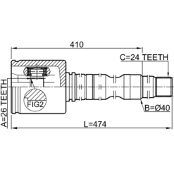 Alternative view of INNER CV JOINT RIGHT 26X40X24