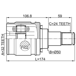 Alternative view of INNER CV JOINT LEFT 32X50X24